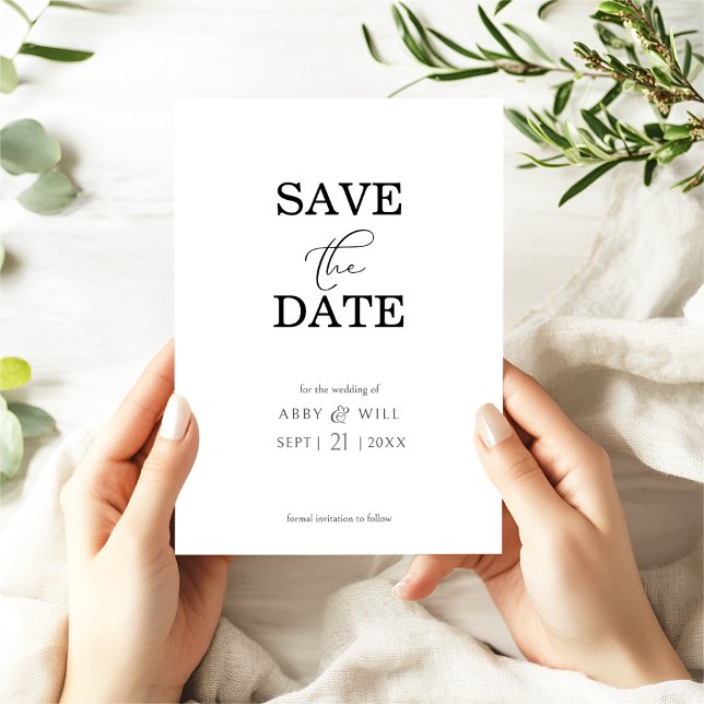 Save The Date Ampersand moderne Enregistrer la date Annonce (Save the Date Wedding Invitation with Decorative Heart Ampersand. Modern Chic Trendy. Austen & Grace)