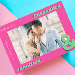 Save The Date Ampersand Rétro Unique Mariage Coloré Groovy