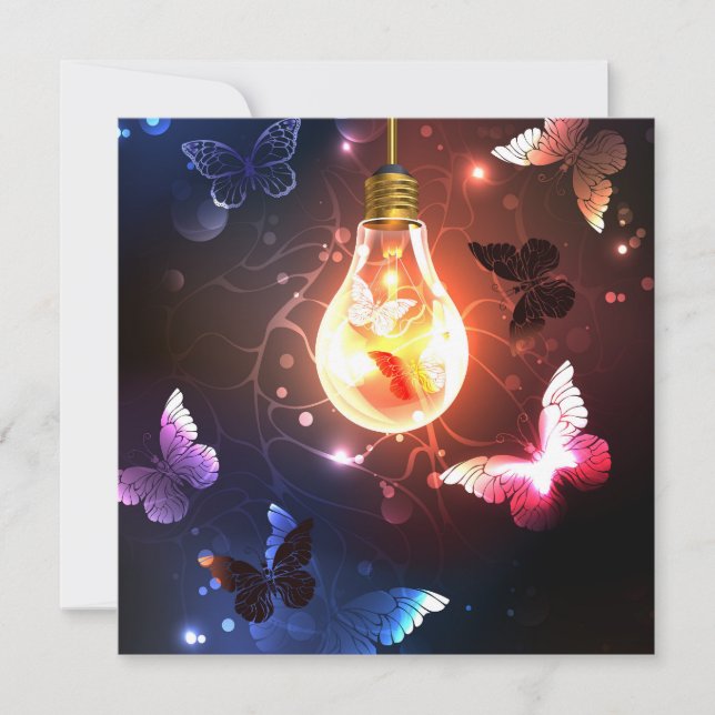 Save The Date Ampoule lumineuse avec papillons nocturnes (Devant)