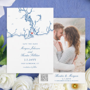 Save The Date Ancien Saybrook CT Map Code QR Mariage