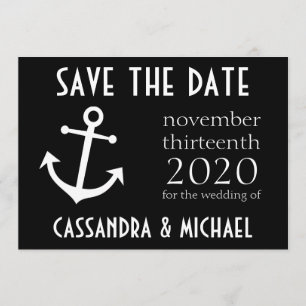 Save The Date Ancre Bateau Enregistrer La Date (Noir)
