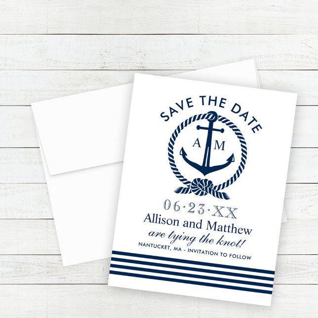 Save The Date Ancre Bleue de la marine nautique Mariage (Créateur téléchargé)