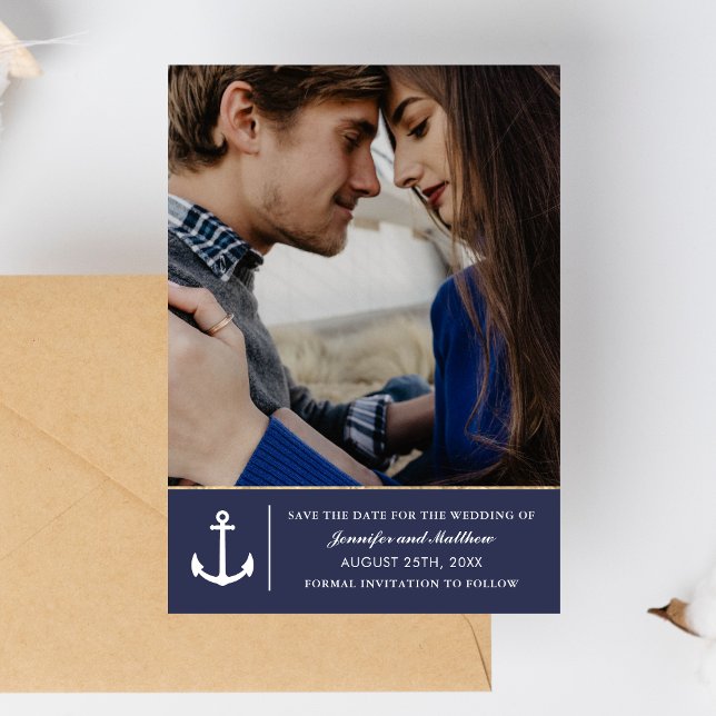 Save The Date Ancré dans l'amour Ancre rustique nautique (Créateur téléchargé)