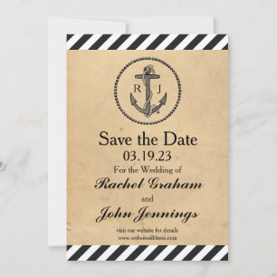 Save The Date Ancre Naútic Vintage - 3x5 Économisez la Date