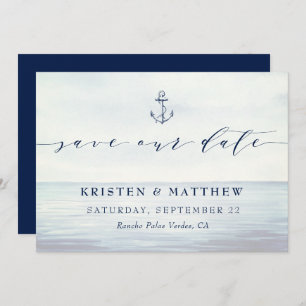 Save The Date Ancre nautique Aquarelle Océan scène