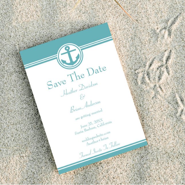Save The Date Ancre Nautique turquoise Enregistrer La Date (Teal Nautical Anchor Save the Date)