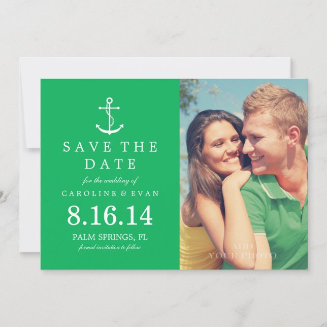 Save The Date Ancre Photo Wedding Enregistrer la date {green} (Devant)