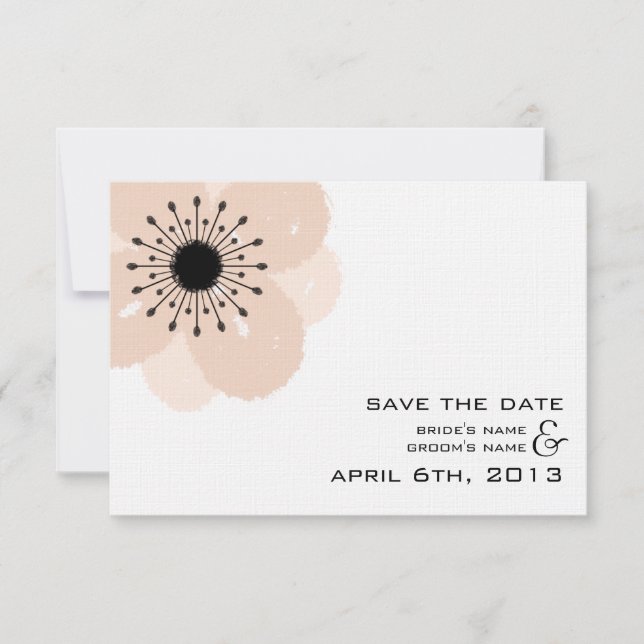 Save The Date Anémone Rose Français Mariage Moderne Enregistrer  (Devant)