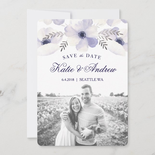 Save The Date Anémones Romantiques Sauvez La Date (Devant)