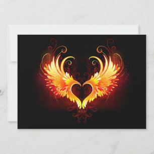 Save The Date Angel Fire Heart with Wings