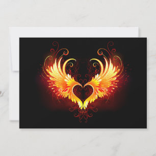 Save The Date Angel Fire Heart with Wings