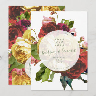 Save The Date Anglais Garden Boho Rose Circle Enregistrer La Dat