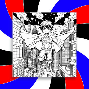 Save The Date Anime Superhero Boy   Coloriage de l'enfant