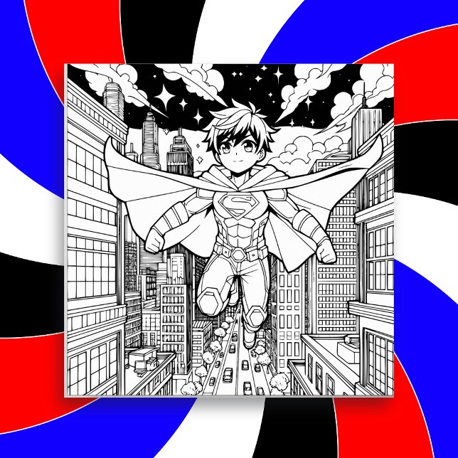 Save The Date Anime Superhero Boy | Coloriage de l'enfant (Créateur téléchargé)