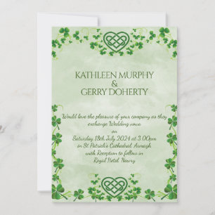 Save The Date Anneaux Claddagh irlandais Trèfles et Nœud d'amour