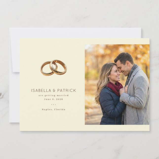 Save The Date Anneaux de mariage beige romantique (Devant)