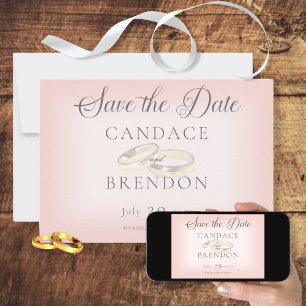Save The Date Anneaux Mariage or sur le blanchiment Enregistrer