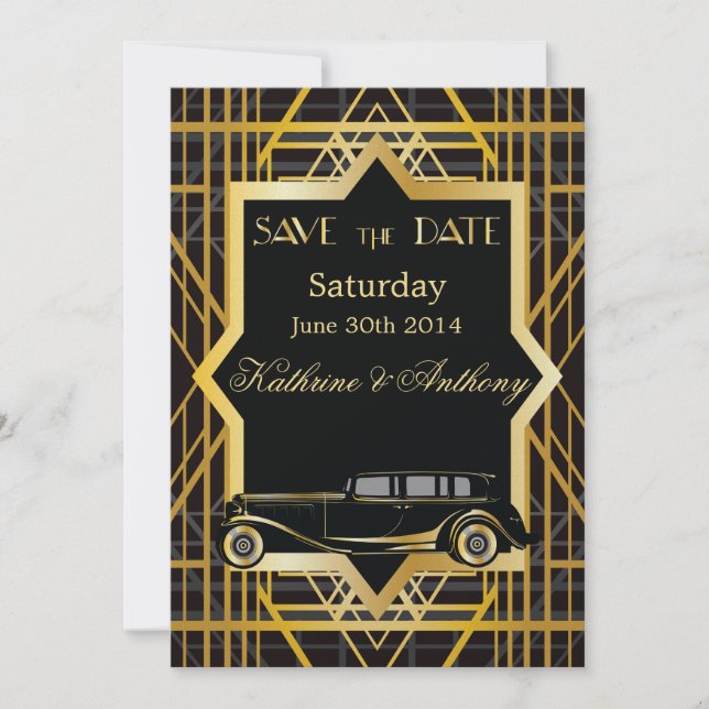 Save The Date Années folles Gatsby Style Enregistrer la date (Devant)