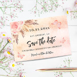 Save The Date Anniversaire de fête pampas herbe florales papillo<br><div class="desc">Une petite fille et tendance Enregistrer la carte Date pour une fête d'anniversaire de 40e (ou tout âge). Un arrière - plan rose vif à dégradé d'or rose décoré de fleurs rose vif, d'herbe de pampas et de papillons. Personnalisez et ajoutez une date et un nom/âge. Le texte : Save...</div>