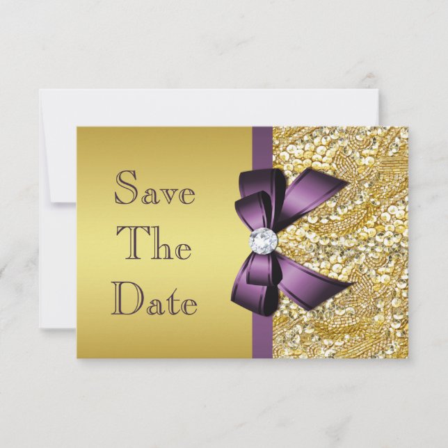 Save The Date Anniversaire Enregistrer La Date Gold Faux Sequin  (Devant)