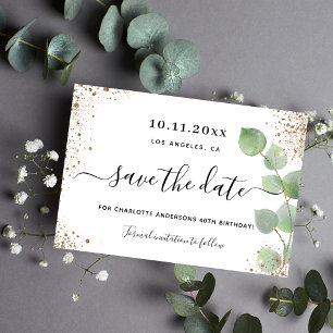 Save The Date Anniversaire eucalyptus or enregistrer la date