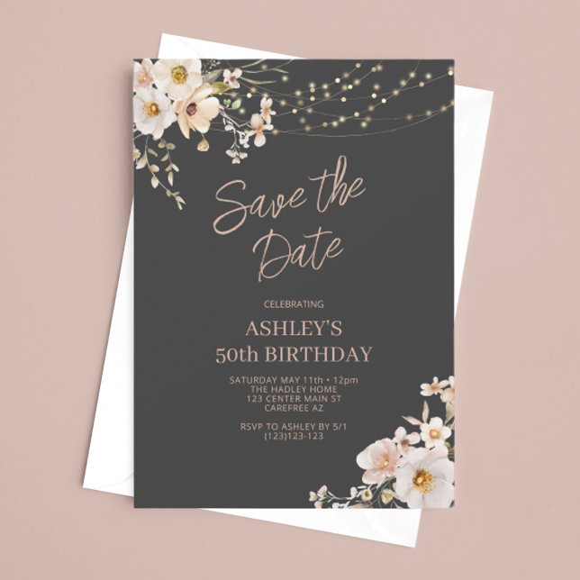 Save The Date Anniversaire Floral Adulte Élégant (Créateur téléchargé)