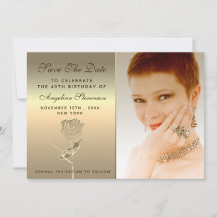 Save The Date Anniversaire luxueux de l'élégant Rose Floral Gold