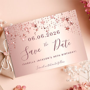 Save The Date Anniversaire rose étoiles blush enregistrer la dat