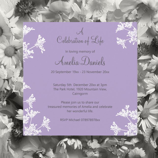 Save The Date Annonce de célébration de la vie de fleur sauvage  (Créateur téléchargé)