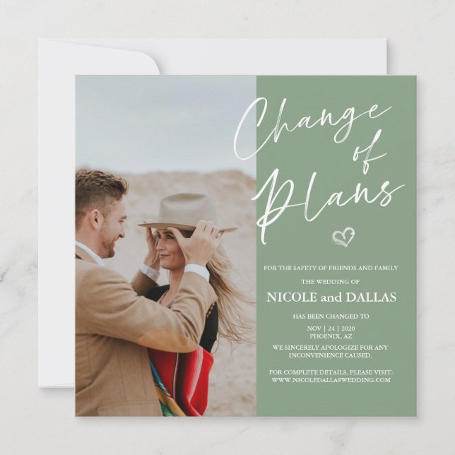 Save The Date Annonce de changement de plans de mariage moderne (Devant)