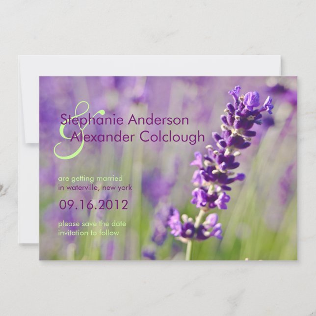 Save The Date Annonce de Lavendar pour sauvegarde de la date (Devant)