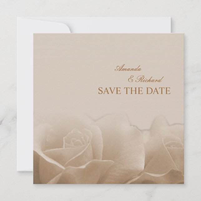 Save The Date Annonce de mise à jour - Roses Sépia (Devant)