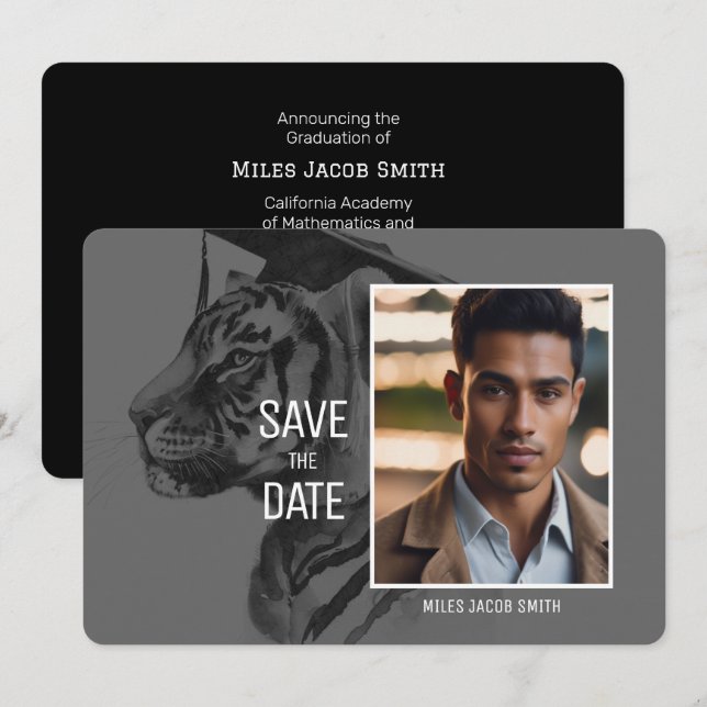 Save The Date Annonce de remise de diplôme personnalisée avec un (Devant / Derrière)