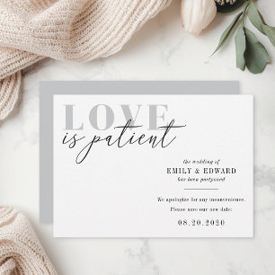 Save The Date Annonce de report de mariage : L'amour est patient