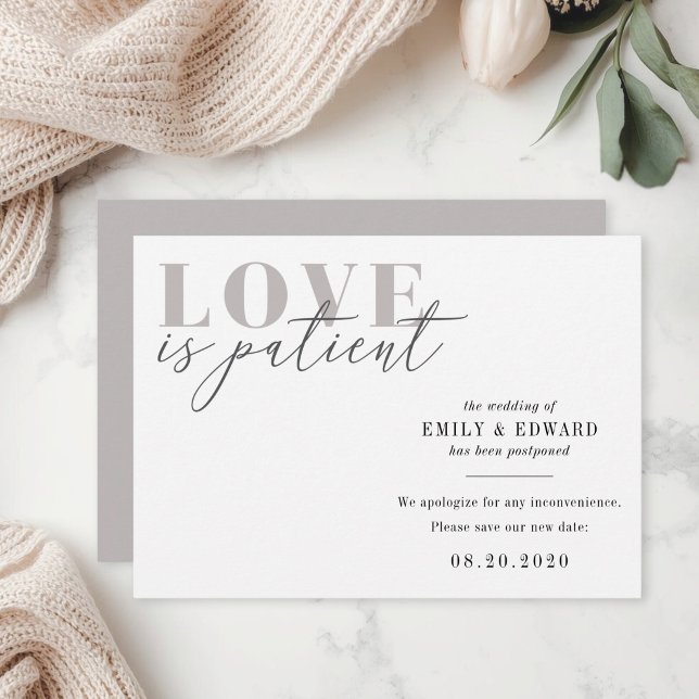 Save The Date Annonce de report de mariage : L'amour est patient (Créateur téléchargé)
