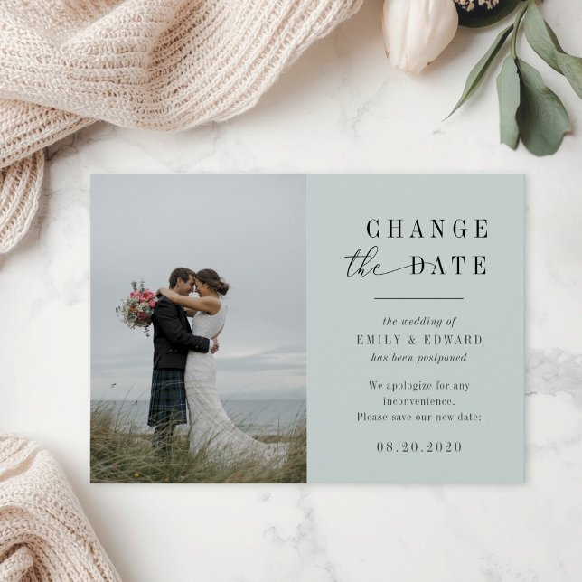 Save The Date Annonce de report de mariage Modern Sage (Créateur téléchargé)