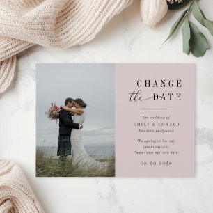 Save The Date Annonce de report de mariage rose moderne