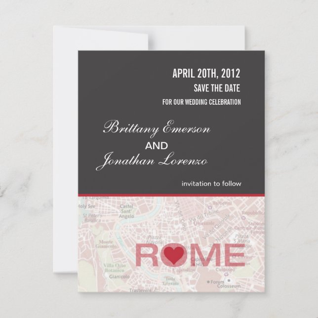 Save The Date Annonce de sauvegarde de date à Rome Italie (Devant)