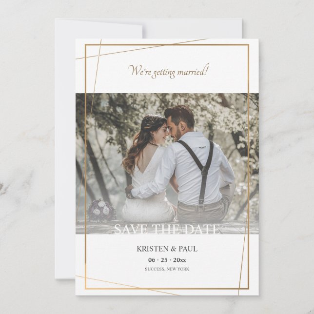 Save The Date Annonce de sauvegarde de date avec cadre doré et p (Devant)