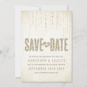 Save The Date Annonce de sauvegarde de date avec paillettes doré