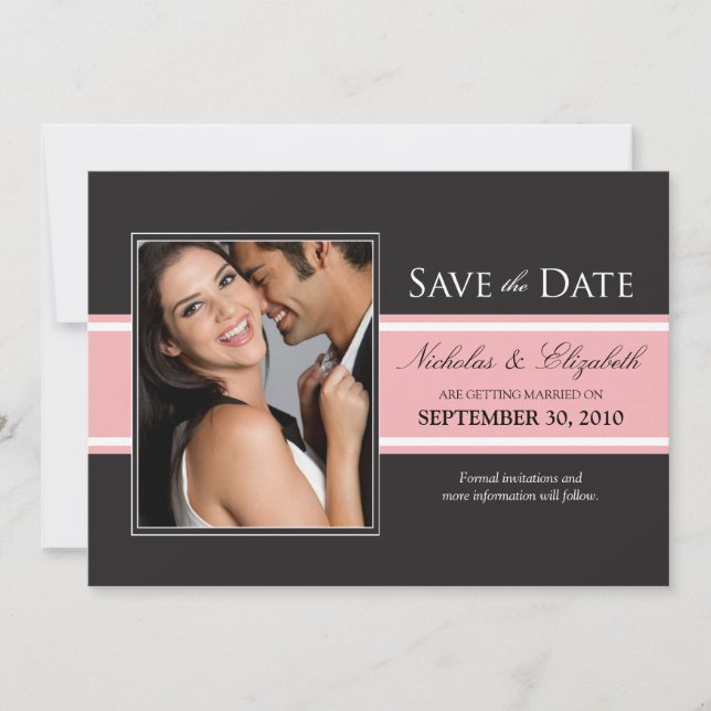 Save The Date Annonce de sauvegarde de date avec une bande rose  (Devant)