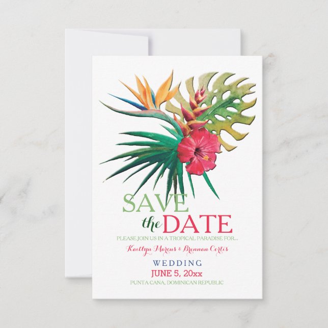 Save The Date Annonce de sauvegarde de date Bouquet Tropical (Devant)