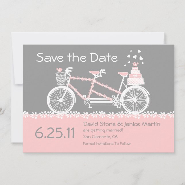 Save The Date Annonce de sauvegarde de date de mariage à vélo ta (Devant)