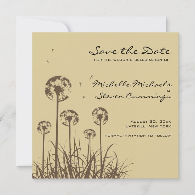 Save The Date Annonce de sauvegarde de date de pissenlit - Sur m (Devant)