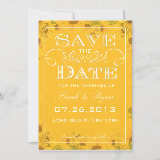 Save The Date Annonce de sauvegarde de date de Tournesol (Devant)