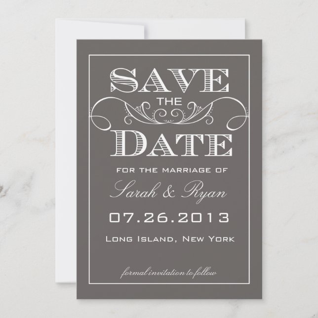 Save The Date Annonce de sauvegarde de date grise moderne (Devant)