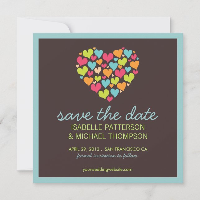 Save The Date Annonce de sauvegarde de date Lots of Hearts Love (Devant)