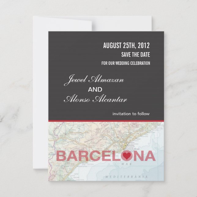 Save The Date Annonce de sauvegarde de date pour Barcelone Espag (Devant)