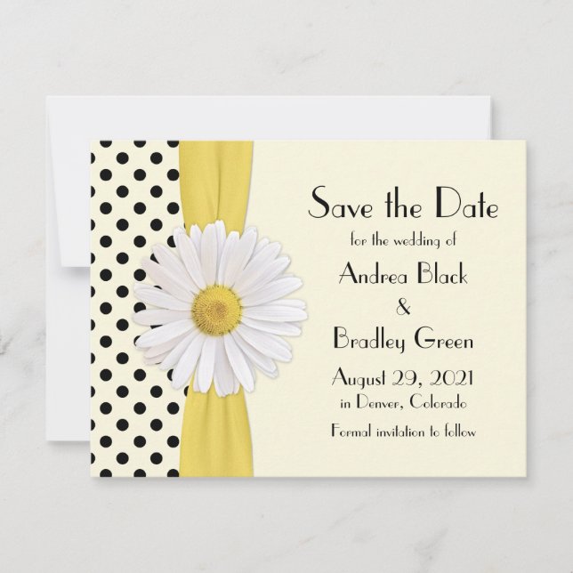 Save The Date Annonce de sauvegarde de date Shasta Daisy Polka D (Devant)