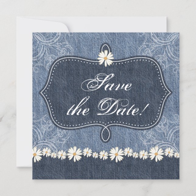 Save The Date Annonce de sauvegarde de date Western Denim n Dais (Devant)